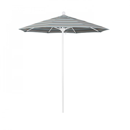 California Umbrella 7.5' Matted White Aluminum Market Umbrella, Sunbrella Gateway Mist 194061334188